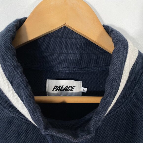 PALACE Skateboards SS18 High Sweat Pique Knit Sweatshirt Navy mens size Large - Picture 5 of 8